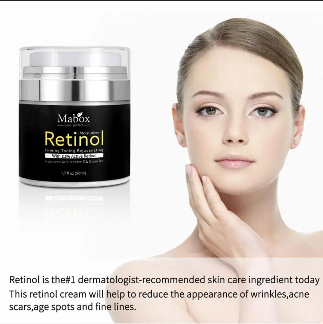 Mabox 50ml Retinol 2.5%Moisturizer Face Cream Hyaluronic Acid AntiAging Remove Wrinkle Vitamin E Collagen Smooth Brightening ening Cream
