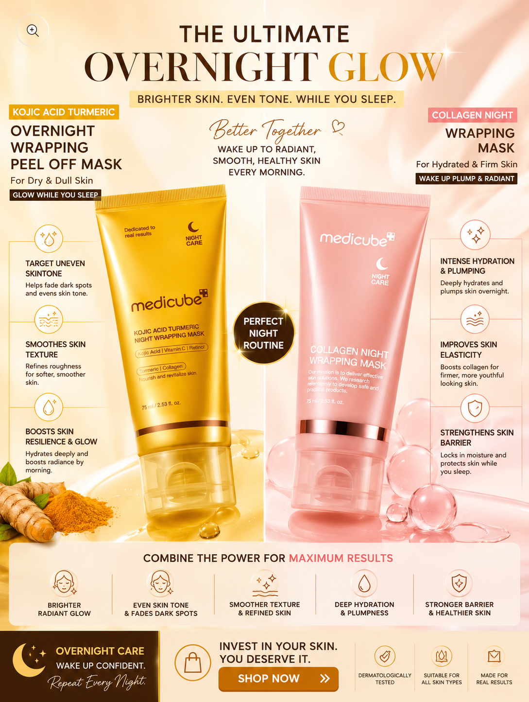Medicube Collagen & Turmeric Night Wrapping Mask Duo