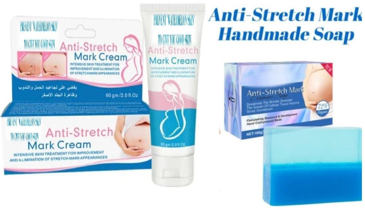 Natural Vegan Anti-Stretch Mark Bar Soap and cream for a blemish free body