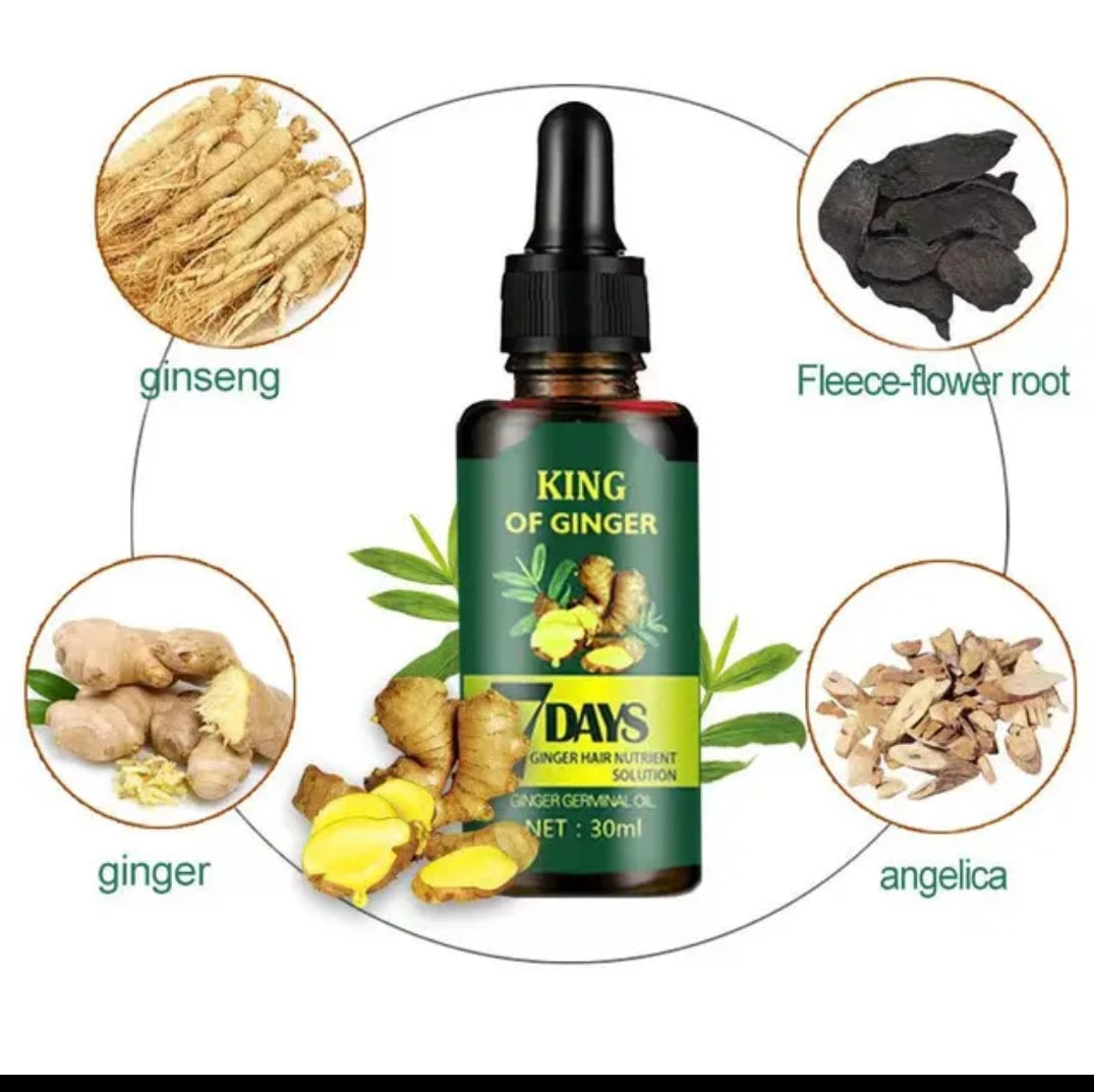 7 days ginger hair growth stimulator, anti-breakage and hair loss treatment oil organic germinal serum
