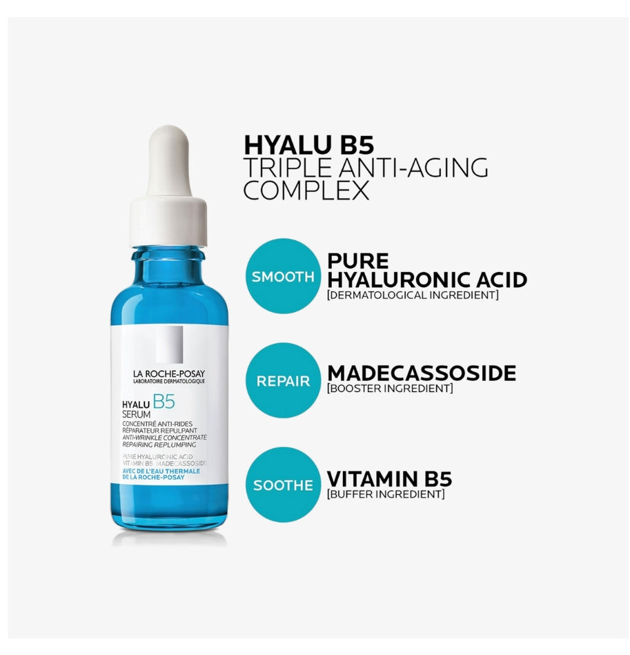 Anti-aging hydrating re-plumping formula la roche posay hyalu b5 serum