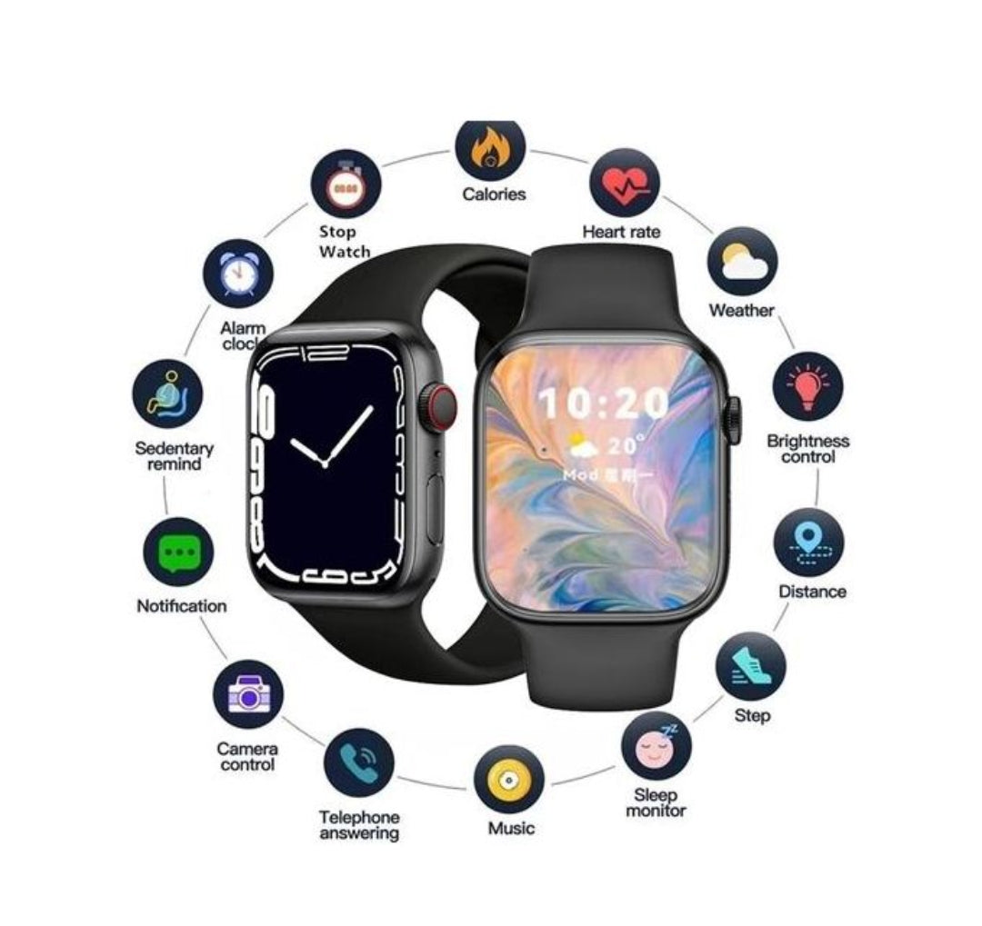 I8 Pro Max Smart Watch Heart Rate Sensor Activity Tracker Real-time Heart Rate, Blood Pressure, Blood Oxygen, Customized Watch Dial,Compatible with All 3G/4G/5