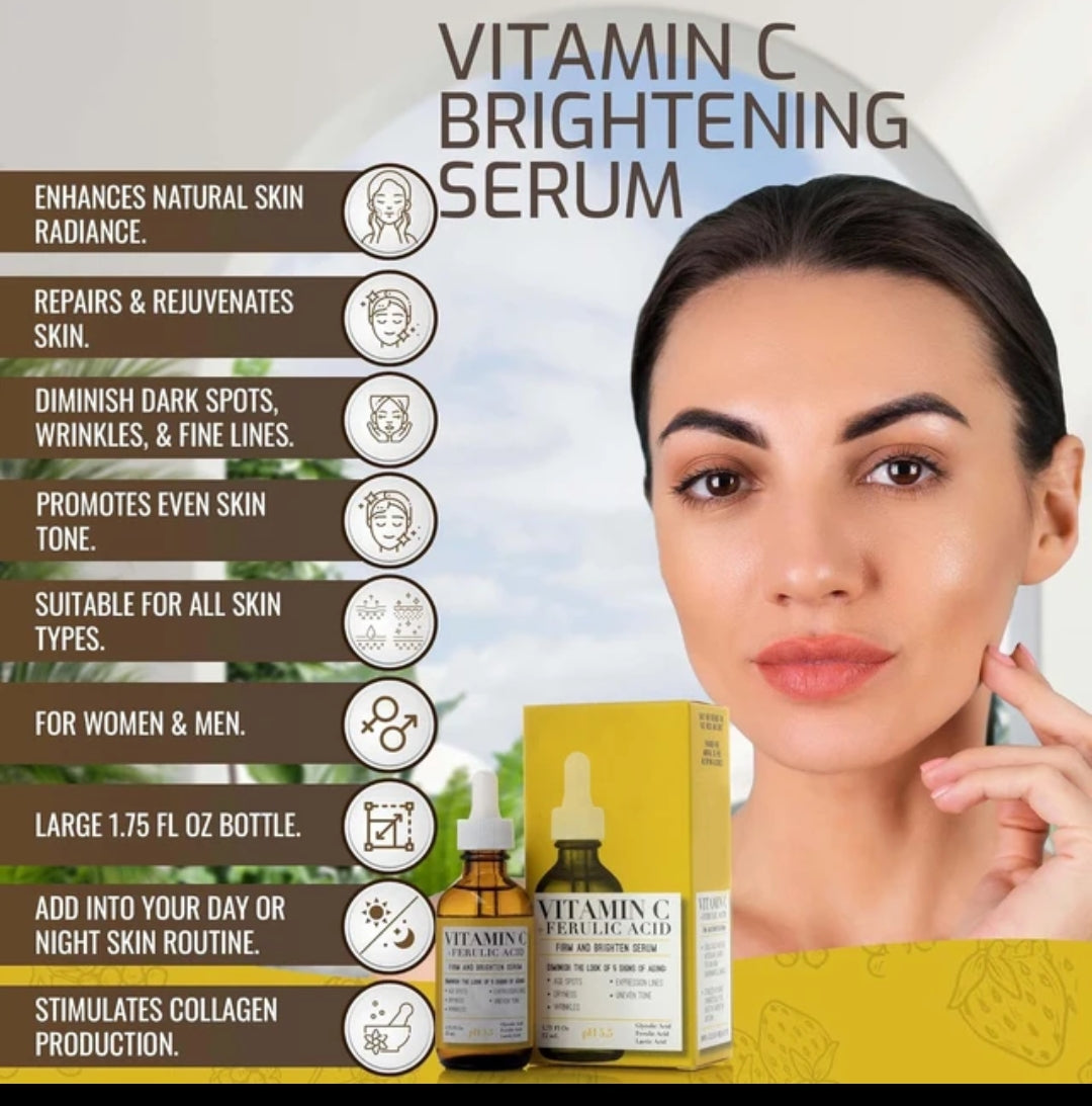 TUMERIC, VITAMI C , FERULIC ACID Facial Skin Care Booster, Wrinkles, & Fine Lines brightening and glow serum
