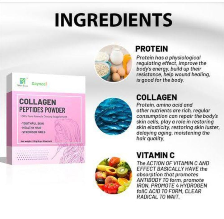 Collagen Peptides Powder Drink Glow Enzymes Proteins Powder 6g*20bags