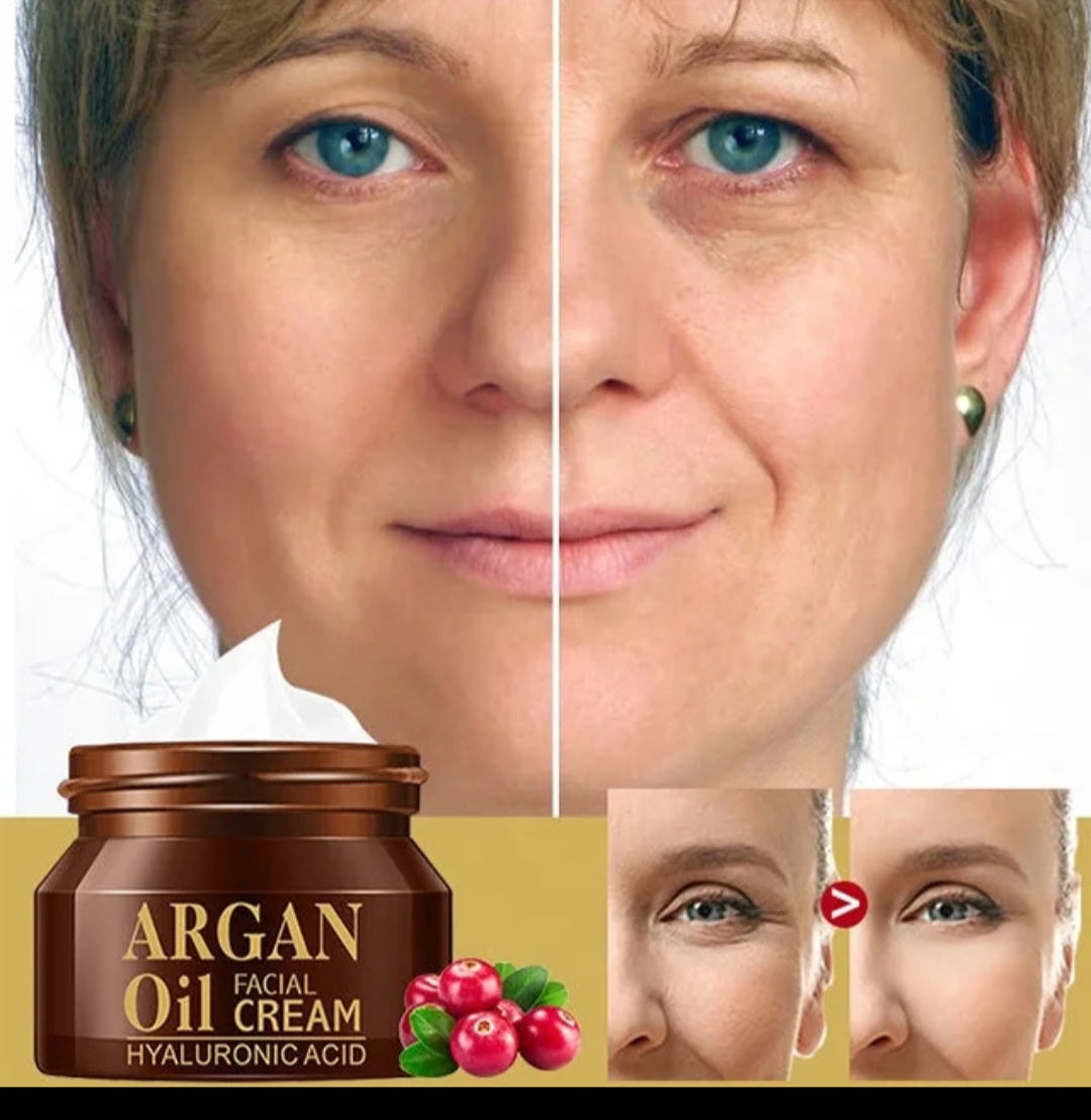 Argan Oil Facial Cream Hyaluronic Acid Deep Moisturizing Anti-Wrinkle Anti-Aging Repair Skin