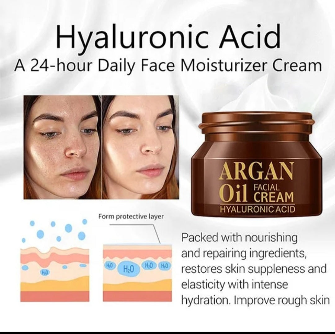 Argan Oil Facial Cream Hyaluronic Acid Deep Moisturizing Anti-Wrinkle Anti-Aging Repair Skin
