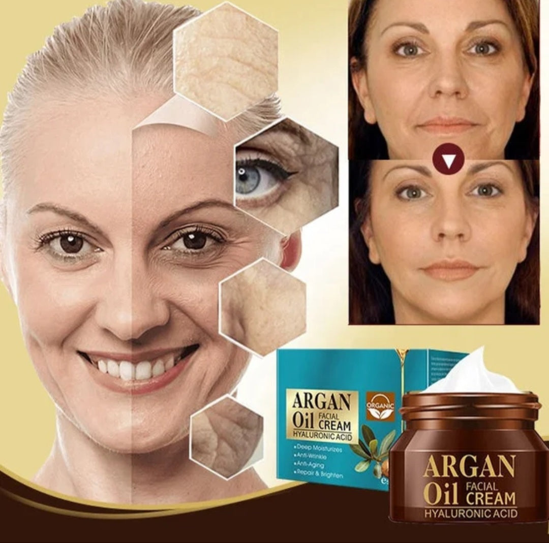 Argan Oil Facial Cream Hyaluronic Acid Deep Moisturizing Anti-Wrinkle Anti-Aging Repair Skin