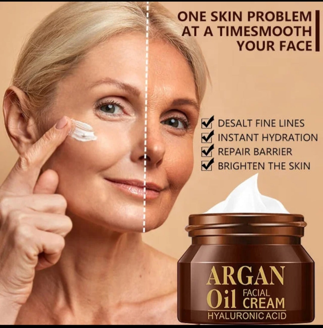 Argan Oil Facial Cream Hyaluronic Acid Deep Moisturizing Anti-Wrinkle Anti-Aging Repair Skin