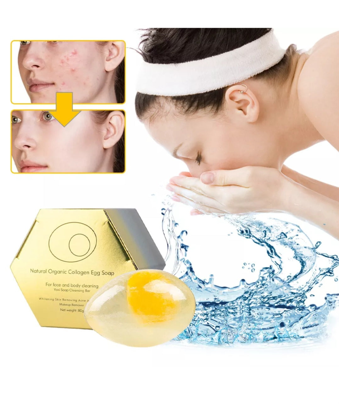 Natural Organic Collagen Soap Removal Pore Acne Egg Soap Brightening Moisturizing Cleansing Soap Bath Soap