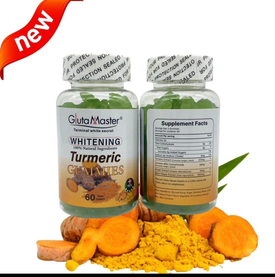 Gluta Master 100% Tumeric Anti-aging Natural Ingredients 60 Vegetarian Gummies Dietary Supplement brightening Turmeric Gummies