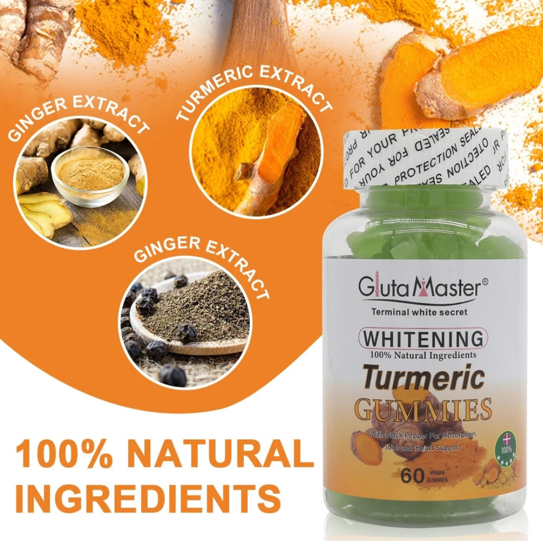 Gluta Master 100% Tumeric Anti-aging Natural Ingredients 60 Vegetarian Gummies Dietary Supplement brightening Turmeric Gummies