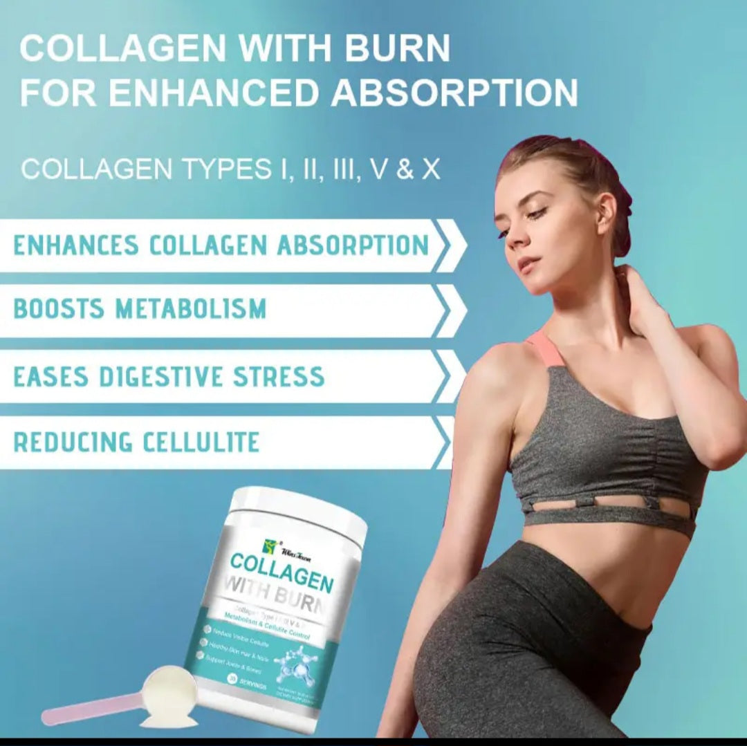 Multi COLLAGEN Power with BURN Metabolism Cellulite Control Healthy Skin Hair Nails Joints Bones Collagen Powder Burning