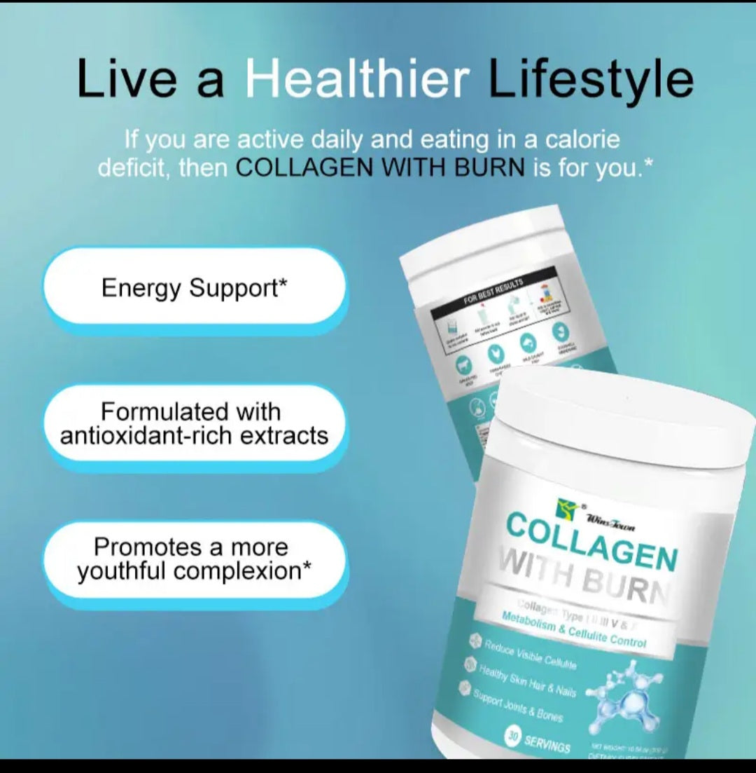 Multi COLLAGEN Power with BURN Metabolism Cellulite Control Healthy Skin Hair Nails Joints Bones Collagen Powder Burning