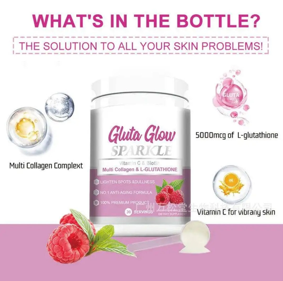 Gluta Glow Sparkle Powder Glutathiones Beauty Products, Powder Drink ,Brightens Skin Glow Detox Collagen