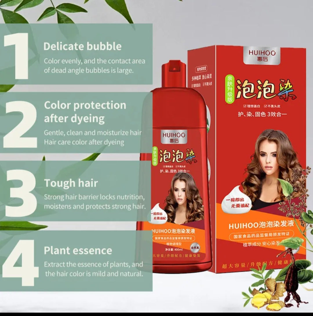 400ml Magic Black Hair Dye Cream Shampoo for White Gray Hair Care