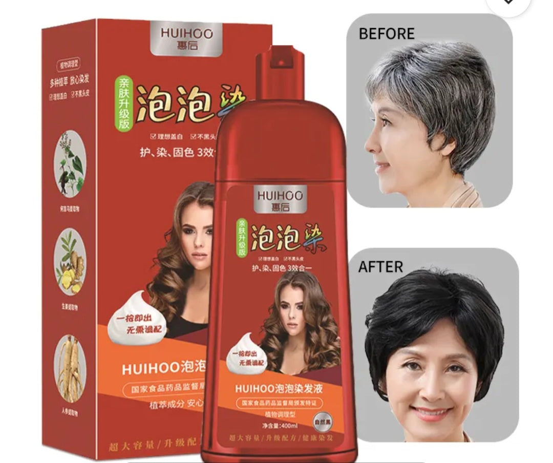 400ml Magic Black Hair Dye Cream Shampoo for White Gray Hair Care