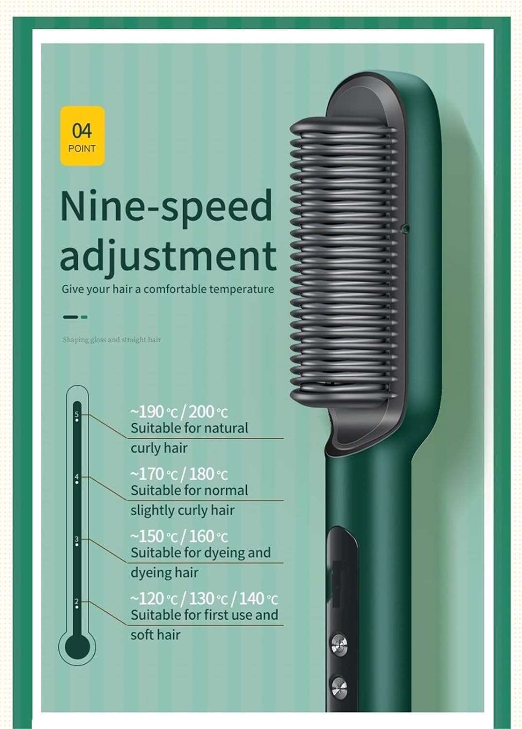 Ion Hair Straightener with 5 Temp, 2 in 1 Brush and Curler, Portable Electric Straightening Heated Styling Comb 10s Fast Heating Anti-Scald