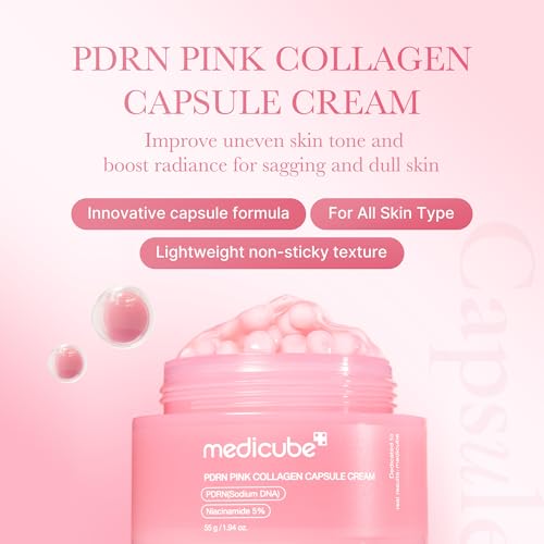 medicube Capsule Cream : TXA + Niacinamide, Deep Vitamin C, Salmon DNA PDRN Capsule Cream and Medicube COLLAGEN JELLY CREAM | Hydrating, Clarifying Korean Skincare Set for Glowy,.