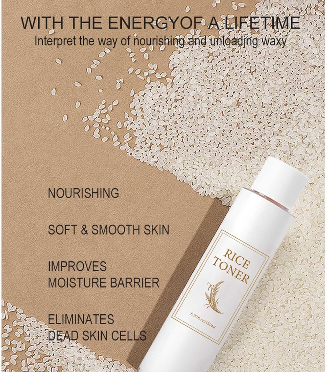 Rice Toner for Face, Rice Hydrating Face Toner for Women & Men, Lightweight Facial Moisturizer Targets Dryness, Dullness, Strengthens Skin Barrier, for Sensitive & Combination Skin