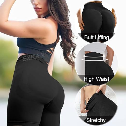 Butt Lifting Seamless Shorts for Women – High Waist Tummy Control Biker Shorts