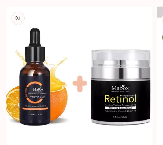 Mabox Vitamin C Serum; Mabox 2.5% Retinol Moisturizer Face Cream