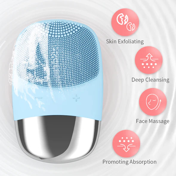 Sonic Facial Cleansing Brush, Face Scrubber Cleanser Brush, Waterproof Face Massager, Rechargeable Face Brushes for Cleansing & Exfoliating Electric Silicone Face Scrubber