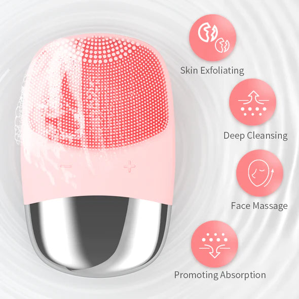 Sonic Facial Cleansing Brush, Face Scrubber Cleanser Brush, Waterproof Face Massager, Rechargeable Face Brushes for Cleansing & Exfoliating Electric Silicone Face Scrubber