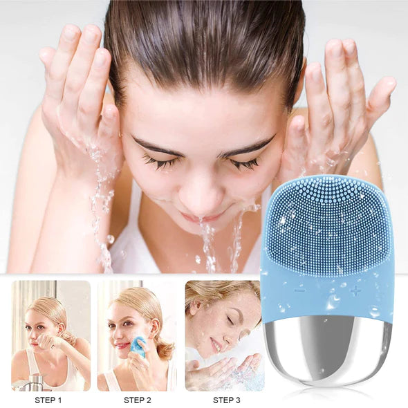 Sonic Facial Cleansing Brush, Face Scrubber Cleanser Brush, Waterproof Face Massager, Rechargeable Face Brushes for Cleansing & Exfoliating Electric Silicone Face Scrubber