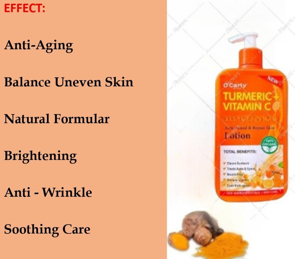 Organic Turmeric Body Lotion Anti aging,Anti-acne, Smoothing, Skin Moisturizing Brightening, revitalizing Vitamin C  Body Lotion