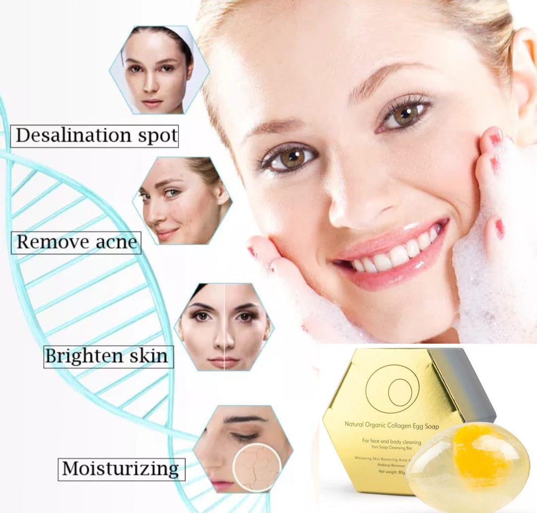 Natural Organic Collagen Soap Removal Pore Acne  Egg Soap Brightening Moisturizing Cleansing Soap Bath Soap