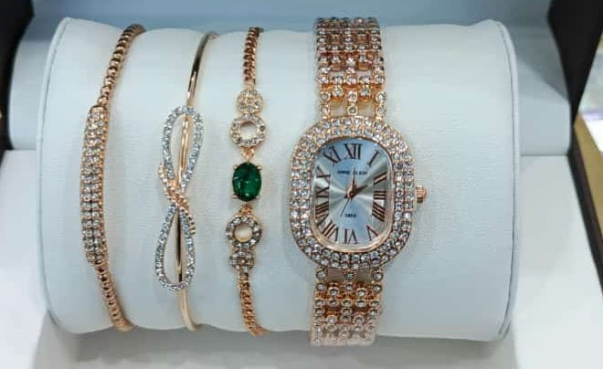 ANN KLEIN Women's Watch & Bracelet Set