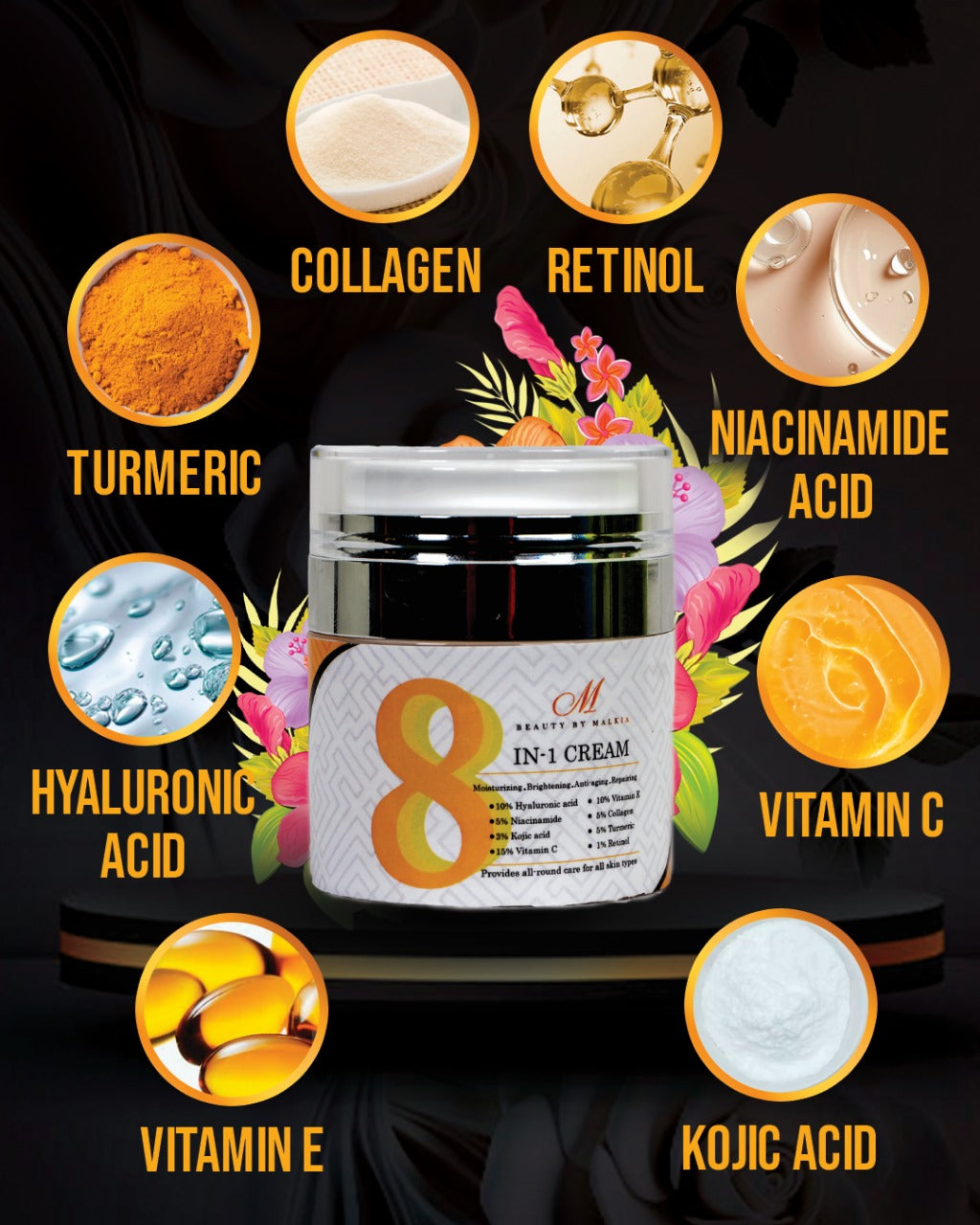 8 in 1 Beauty Instant Anti-Wrinkle Lift Brightening Moisturizer Tightening Vitamin C Brightening Freckle Face Skin Care Cream