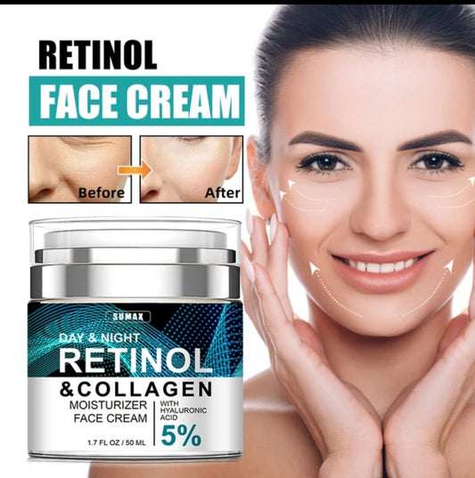 ANTI- AGING  Day & Night Retinol Collagen Face cream with 5% hyaluronic acid
