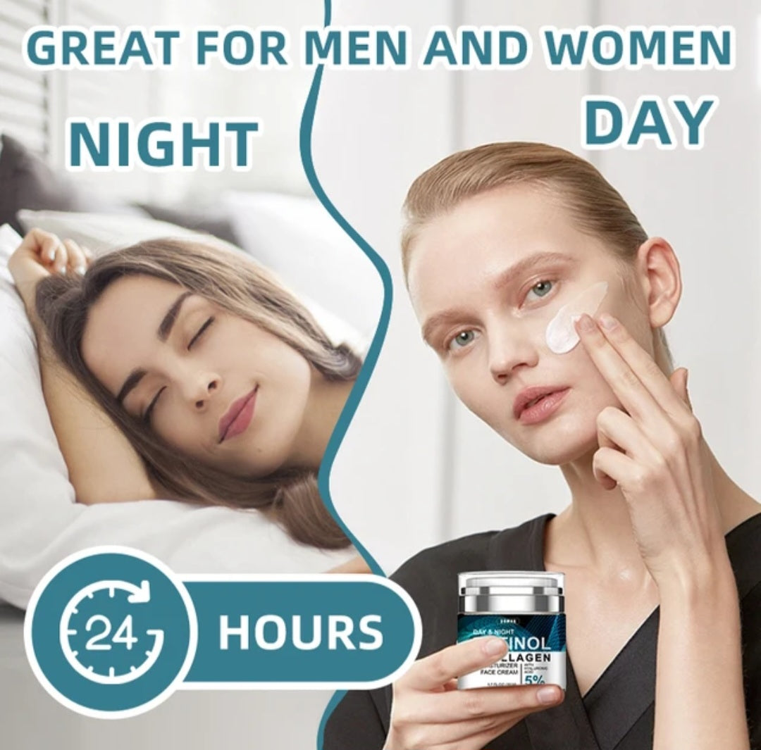 ANTI- AGING  Day & Night Retinol Collagen Face cream with 5% hyaluronic acid