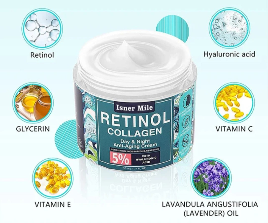 ANTI- AGING  Day & Night Retinol Collagen Face cream with 5% hyaluronic acid