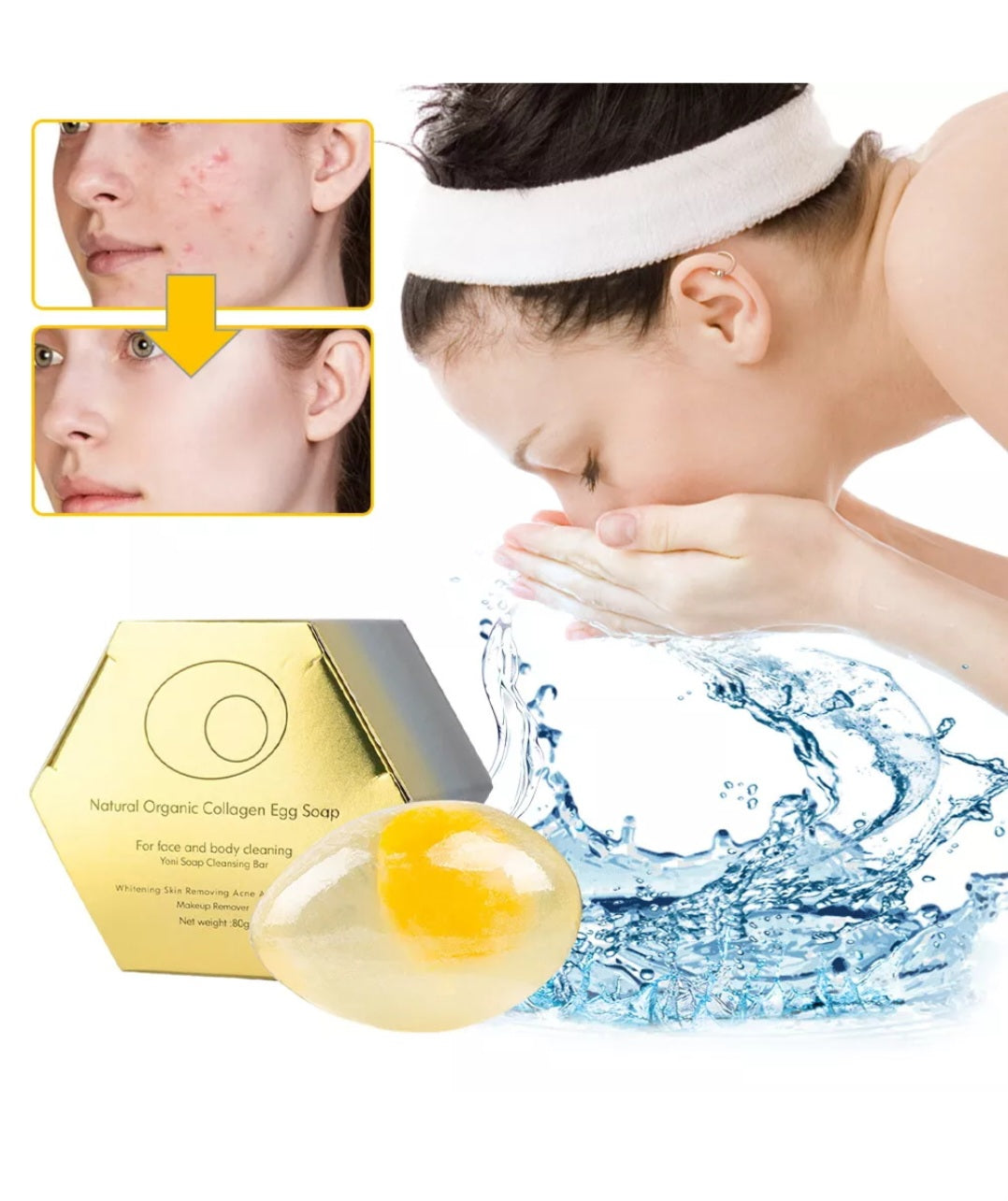 Natural Organic Collagen Soap Removal Pore Acne  Egg Soap Brightening Moisturizing Cleansing Soap Bath Soap