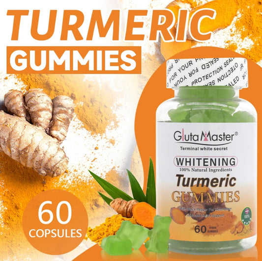 Gluta Master 100% Tumeric  Anti-aging Natural Ingredients 60 Vegetarian Gummies Dietary Supplement brightening Turmeric Gummies