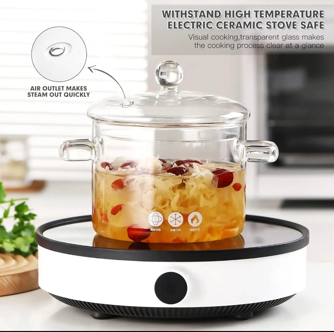 Glass Pots For Cooking in an Elegant Box - Borosilicate Glass Saucepan with Cover for Monitoring Your Cooking – Cook, Serve and More with The Glass Pot