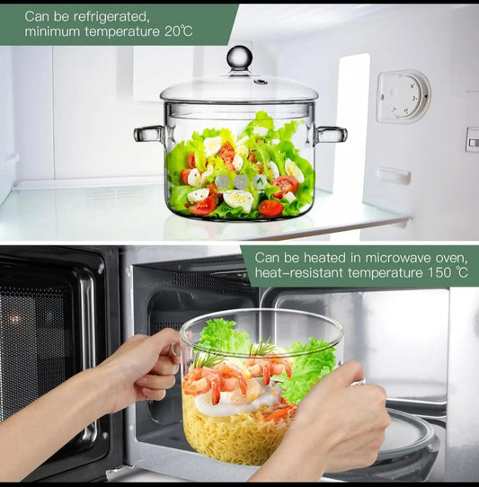 Glass Pots For Cooking in an Elegant Box - Borosilicate Glass Saucepan with Cover for Monitoring Your Cooking – Cook, Serve and More with The Glass Pot