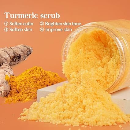 Turmeric Body Scrub Moisturizing and Exfoliating Body, Face, Hand, Foot Scrub,Nourishes Skin,Deep Cleansing