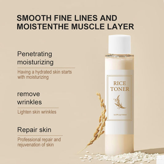 Rice Toner for Face, Rice Hydrating Face Toner for Women & Men, Lightweight Facial Moisturizer Targets Dryness, Dullness, Strengthens Skin Barrier, for Sensitive & Combination Skin