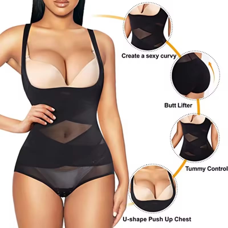 Shapewear Trimmer Tummy Control Bodysuit High Compression Slim Butt Lifter Mesh Sheer Body Shaping Shapewear for Women