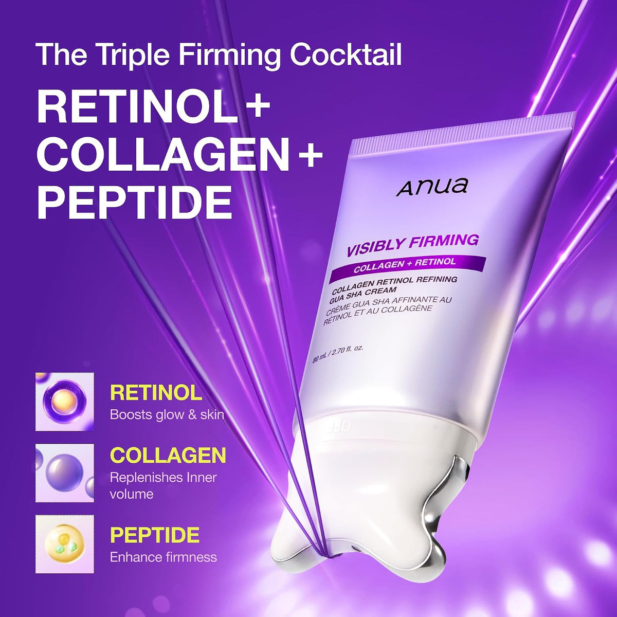 ANUA Viral Face Cream Collagen Retinol Refining Gua Sha Cream, Hydrating Cream, Korean Skincare