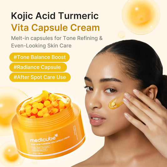 medicube Capsule Cream with Kojic Acid & Turmeric for Uneven Skin Tone | Tone Renewal & Radiance Care for troubled skin | Turmeric, Kojic, Vitamin C | Korean Skincare