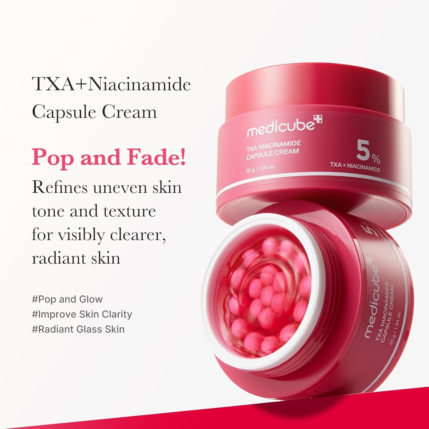 medicube Capsule Cream : TXA + Niacinamide, Deep Vitamin C,  Salmon DNA PDRN Capsule Cream and Medicube COLLAGEN JELLY CREAM | Hydrating, Clarifying Korean Skincare Set for Glowy,.