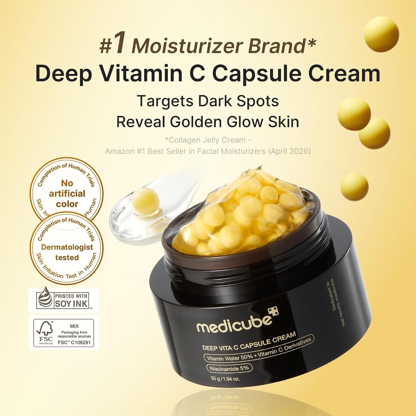 medicube Capsule Cream : TXA + Niacinamide, Deep Vitamin C,  Salmon DNA PDRN Capsule Cream and Medicube COLLAGEN JELLY CREAM | Hydrating, Clarifying Korean Skincare Set for Glowy,.