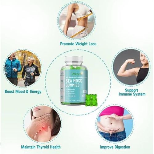 Sea Moss Gummies - Irish Sea Moss, Bladderwrack,Burdock - Thyroid Support