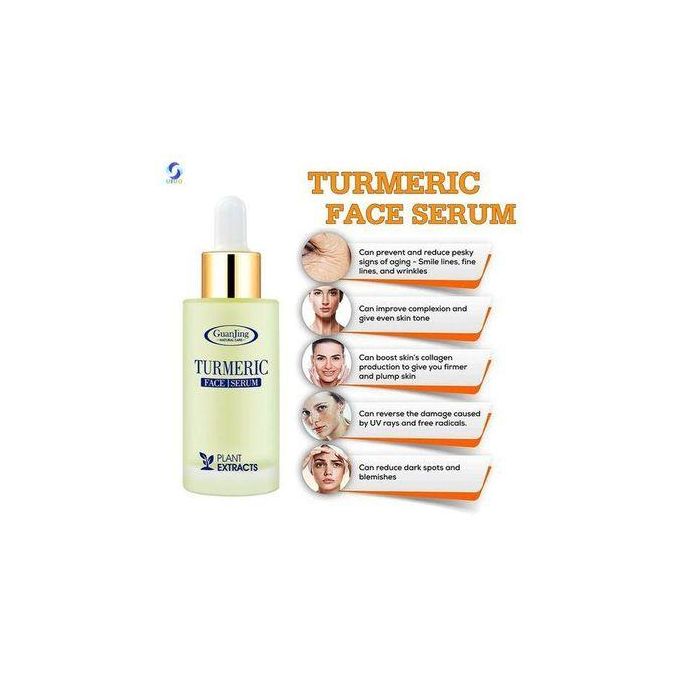 Guanjing Organic Turmeric Face Serum - 30ml, Anti-Acne, Anti-Aging & Wrinkle Repair, Melanin Removal, Skin Brightening & UV Protection Serum for Women
