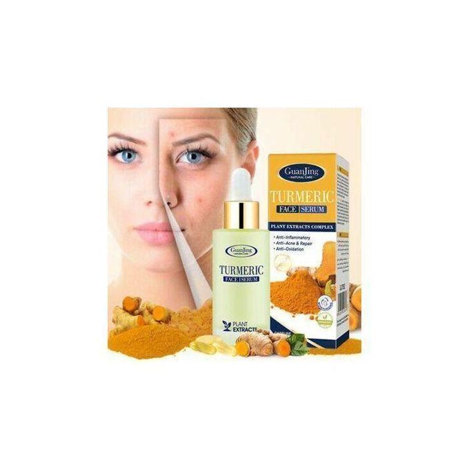 Guanjing Organic Turmeric Face Serum - 30ml, Anti-Acne, Anti-Aging & Wrinkle Repair, Melanin Removal, Skin Brightening & UV Protection Serum for Women