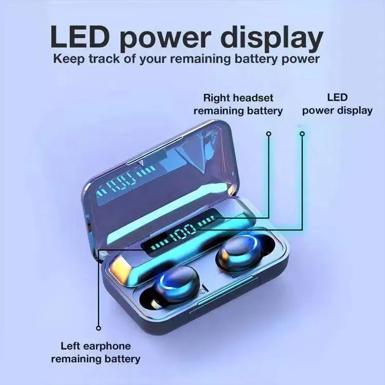 Generic TWS Bluetooth F9 Wireless Earphones With Charging Bank Stereo.